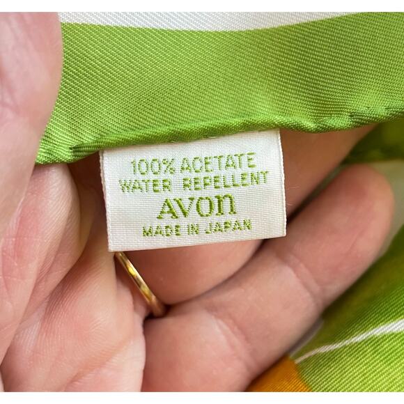 SM Kent for Avon scarf silky 27" square green yellow white springtime summer - Picture 6 of 7